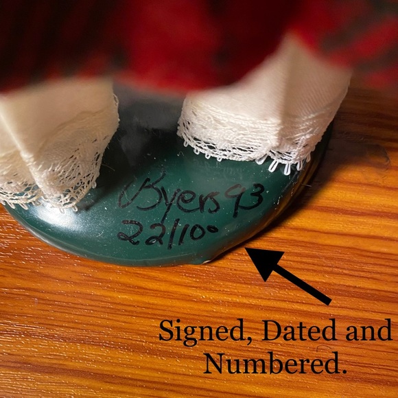 1993 Byers Choice School Girl Caroler w/Christmas Slate,School Book & Lunch Pail - Picture 5 of 6